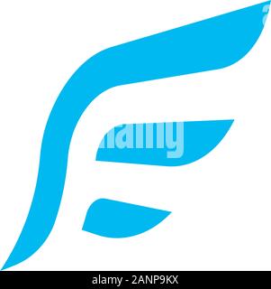 Logo design with abstract wing icon, blue color, F letter logo design, E letter logo design Stock Vector