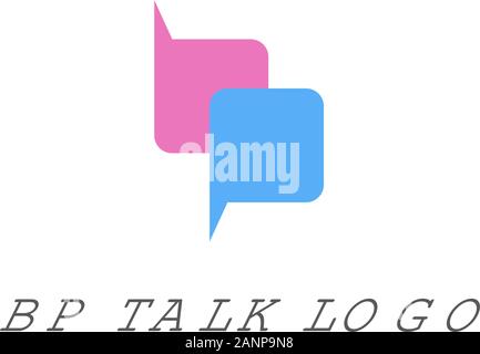 business logo design with consultation idea, blue and magenta color Stock Vector