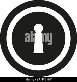 Key Hole Vector Flat Icon in black and white. vector icon Stock Vector