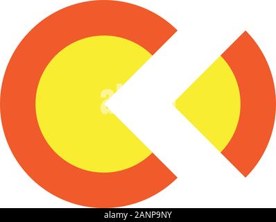 Logo design with cake pie icon and c letter, full color Stock Vector