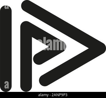 Logo design with abstract shape from I, D and P. Letter, black and white Stock Vector