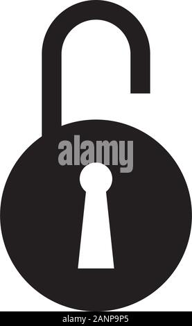 unlock key hole icon in black white color. vector icon Stock Vector