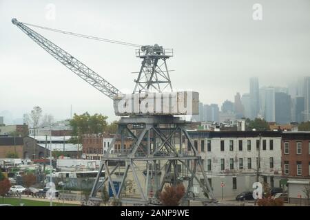 old cranes at Ikea store in Red Hook Brooklyn NYC Stock Photo