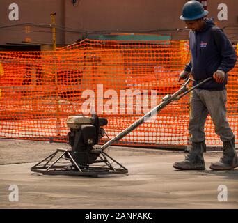 finishing cement in Brooklyn NYC Stock Photo