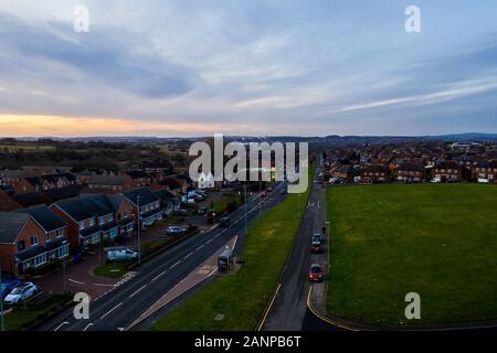 Aerial view of the notorious and crime ridden area of Dividy road in Bentilee, poor and roughest areas full with council housing Stock Photo