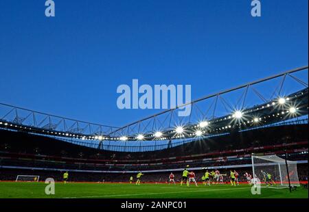 LONDON, ENGLAND - JANUARY 18, 2020: Players pictured during the 2019/20 Premier League game between Arsenal FC and Sheffield United FC at Emirates Stadium.