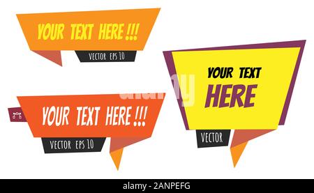cartoon speach bubble text sign placeholder template mock up , vector illustration blank text sign for sale Stock Vector