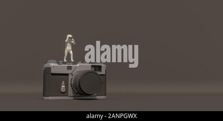 3d illustrator, 3d rendering of the  Photographer and camera. Stock Photo