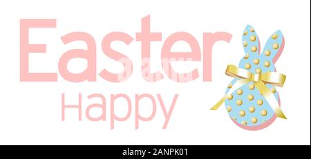Happy easter background with realistic decorated beads and cute doodles. Greeting card trendy design. Invitation template. Vector illustration for you Stock Vector