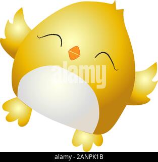 Little yellow chicken. Cute bird on a white background. Spring and easter design element. Hatching from an egg. Isolated on a white background. Vector Stock Vector