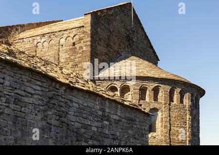 Exterior View of the 11th Century Romanesque style Benedictine Monastery of Sant Pere de Casserres, Catalonia Stock Photo