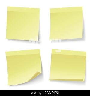 Blank note papers, pinned with a push pin.  Empty white pages. Stock Vector