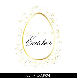 REALISTIC EASTERN EGG ON A WHITE BACKGROUND ISOLATED. vector illustration easter element. GOLDEN EGG.. Stock Vector