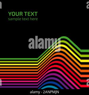 Universal abstraction of multicolored stripes. Abstract rainbow of colored lines on black background. Can be used in cover design, book design, websit Stock Vector