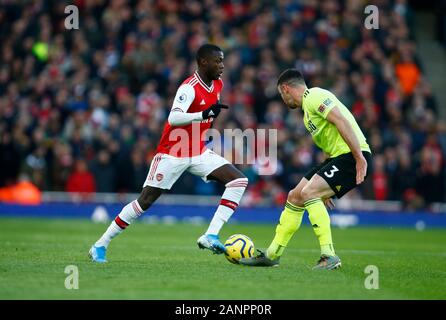 The Emirates Stadium, London, UK. 18th Jan 2020. Nicolas Pepe of Arsenal during English Premier League match between Arsenal and Sheffield United on January 18 2020 at The Emirates Stadium, London, England. Photo by AFS/Espa-Images)