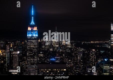 New York, New York, USA night skyline, view from the Empire State building in Manhattan, night skyline of New York. photography Stock Photo