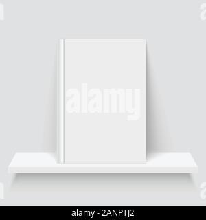 Mock-up of an empty book on a shelf. Realistic vector illustration. Stock Vector