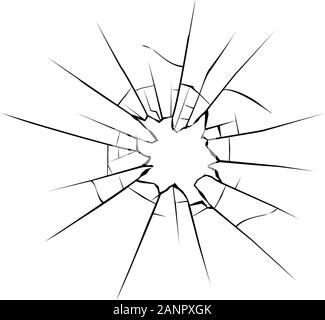 Cracks on glass. Broken crushed glass Vector illustration. Stock Vector