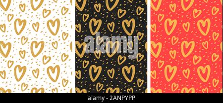 Seamless background with hand-drawn hearts. Pattern vector Stock Vector