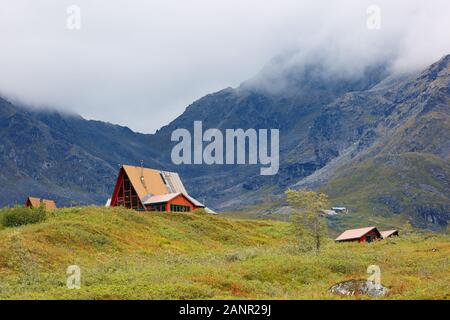 View of Independence Mine State Historical Park at Palmer, Alaska. Mountain park with a gold-mining museum & a self-guided interpretive tour Stock Photo