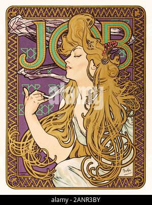 JOB cigarette papers advertisement poster by Alphonse Mucha