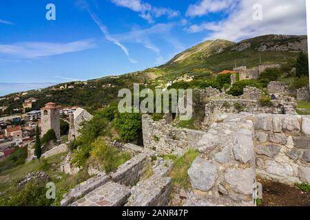 Stari Bar (Old Bar), Montenegro, the different view of the ancient city fortress, an open-air museum and the largest Medieval archaeological site Stock Photo