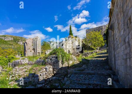 Stari Bar (Old Bar), Montenegro, the different view of the ancient city fortress, an open-air museum and the largest Medieval archaeological site Stock Photo