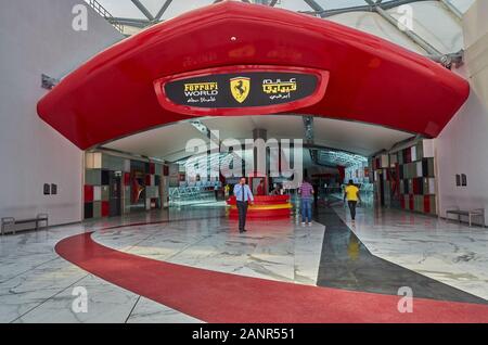 Inside Ferrari World Amusement park in Yas island, Dubai United Arab Emirates Stock Photo