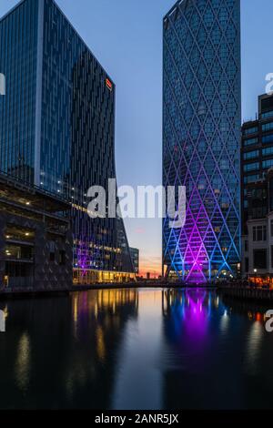 London, England, United Kingdom - January 18, 2020: Winterlights Canary Wharf  in London.