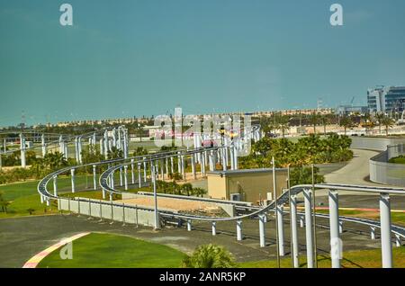 Inside Ferrari World Amusement park in Yas island, Dubai United Arab Emirates Stock Photo