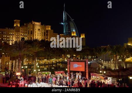 Souk Madinat Jumeirah, luxury hotel. Night life in Dubai, UAE