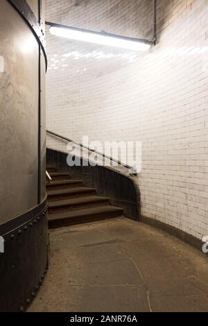 Stairs to the Greenwich Foot Tunnel, London, England. Stock Photo
