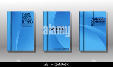 Minimal cover design. curved waves and blue gradients. vector illustration. New texture for your design. Stock Vector