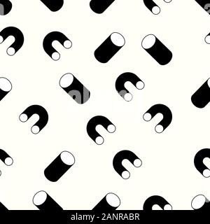 Seamless 3d shape pattern. Abstract black and white geometric design background. Stock Vector