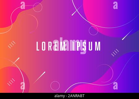 Abstract orange purple gradient background with liquid shape and geometric element. Stock Vector