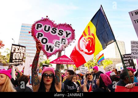 Los Angeles, California USA 18th Jan 2020, Thousand March from Pershing Square to Los Angeles City Hall, L.A. Women's March.2020