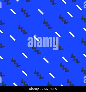 Seamless zigzag and straight line pattern. Memphis design style repeat background. Stock Vector
