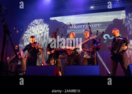 Glasgow, UK. 18th January 2020. Celtic Connections festival 2020. Skerryore performed at the Coastal Connections festival as part of Celtic Connections 2020. Stock Photo