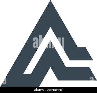 Letter A or geometric triangle logo design. Trinity concept. Business identity tech element. Stock Vector illustration isolated on white background. Stock Vector