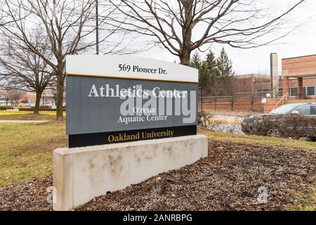 Rochester, MI / USA - January 3, 2020: The Oakland University Athletics center including the O'Rena and Aquatic Center Stock Photo