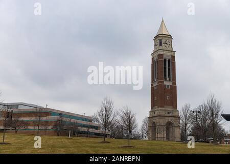 Rochester, MI / USA - January 3, 2020: Elliott Tower, housing a carillon, on the Campus of Oakland University Stock Photo