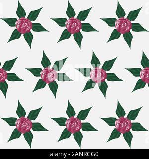 Seamless pattern of a peony, realistic style. Stock Vector