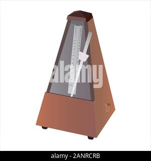 Vintage metronome music and instrument. Vector Illustration on white background Stock Vector