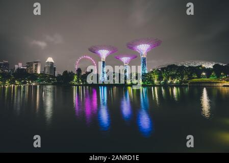 The supertrees at Marina Bay in Singapore Stock Photo