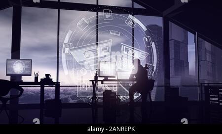 Web developer and infographics in augmented reality Stock Photo - Alamy