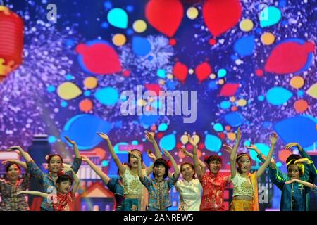Kuala Lumpur, Malaysia. 19th Jan, 2020. People perform during a Chinese Spring Festival celebration in Kuala Lumpur, Malaysia, Jan. 18, 2020. Credit: Xinhua/Alamy Live News Stock Photo