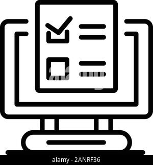 Online vote icon, outline style Stock Vector
