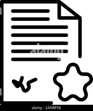 Paper star document icon, outline style Stock Vector