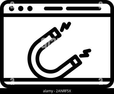 Magnet web page icon, outline style Stock Vector