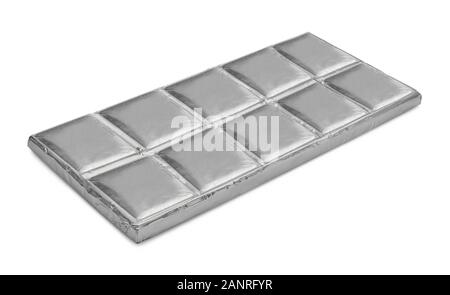 chocolate bar in foil on a white isolated background with clipping path Stock Photo